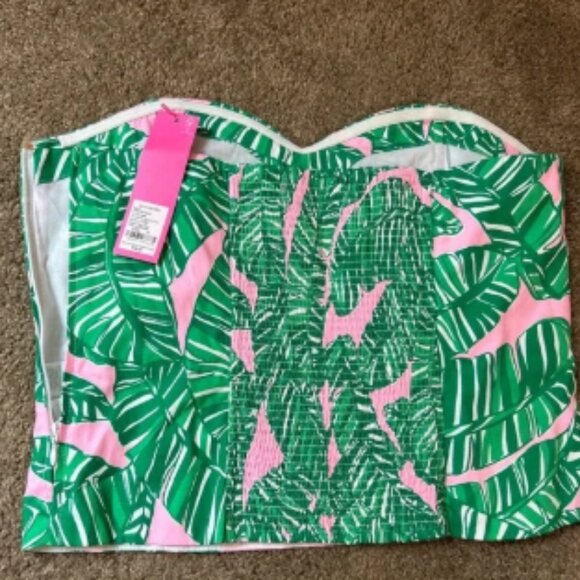 Lilly Pulitzer Kylo Strapless stretch bustier top conch shell pink go bananas 10 - Picture 2 of 7